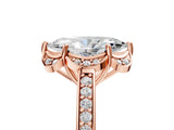 Rose gold Marquise Cut Halo Diamond Ring with Channel Set Band and Four-Prong Setting_37