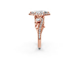Rose gold Marquise Cut Halo Diamond Ring with Milgrain and Bezel Accents on a Split Shank Band_17