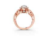 Rose gold Marquise Cut Halo Diamond Ring with Milgrain and Bezel Accents on a Split Shank Band_18