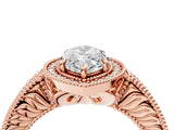 Rose gold Marquise Cut Halo Diamond Ring with Pavé Band and Four-Prong Setting_86