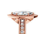 Rose gold Marquise Cut Halo Diamond Ring with Pavé Band and Four-Prong Setting_87