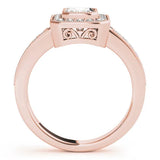 Rose gold Marquise-Cut Halo Diamond Ring with Pavé Band and Milgrain Prong Setting 1
