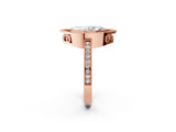 Rose gold Marquise Cut Halo Diamond Ring with Pavé Band and Milgrain Prong Setting_34