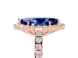 Rose gold Marquise Cut Halo Diamond Ring with Pavé Band and Three-Prong Setting_16