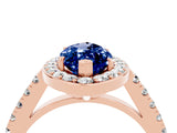 Rose gold Marquise Cut Halo Diamond Ring with Pavé Band and Three-Prong Setting_27