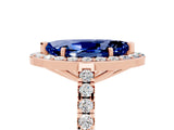 Rose gold Marquise Cut Halo Diamond Ring with Pavé Band and Three-Prong Setting_28
