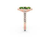 Rose gold Marquise Cut Halo Diamond Ring with Pavé Band and Three-Prong Setting_2