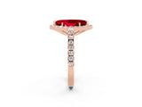 Rose gold Marquise Cut Halo Diamond Ring with Pavé Band and Three-Prong Setting_2