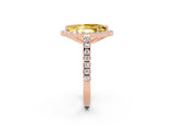 Rose gold Marquise Cut Halo Diamond Ring with Pavé Band and Three-Prong Setting_2