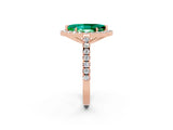Rose gold Marquise Cut Halo Diamond Ring with Pavé Band and Three-Prong Setting_2