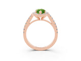 Rose gold Marquise Cut Halo Diamond Ring with Pavé Band and Three-Prong Setting_3