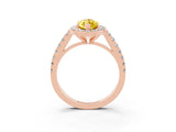 Rose gold Marquise Cut Halo Diamond Ring with Pavé Band and Three-Prong Setting_3