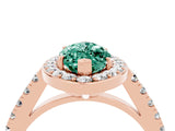 Rose gold Marquise Cut Halo Diamond Ring with Pavé Band and Three-Prong Setting_4
