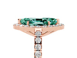 Rose gold Marquise Cut Halo Diamond Ring with Pavé Band and Three-Prong Setting_5