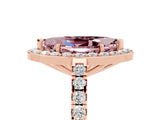 Rose gold Marquise Cut Halo Diamond Ring with Pavé Band and Three-Prong Setting_5