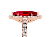 Rose gold Marquise Cut Halo Diamond Ring with Pavé Band and Three-Prong Setting_5