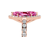 Rose gold Marquise Cut Halo Diamond Ring with Pavé Band and Three-Prong Setting_5