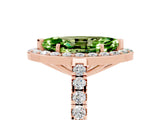 Rose gold Marquise Cut Halo Diamond Ring with Pavé Band and Three-Prong Setting_5