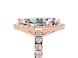 Rose gold Marquise Cut Halo Diamond Ring with Pavé Band and Three-Prong Setting_5
