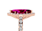 Rose gold Marquise Cut Halo Diamond Ring with Pavé Band and Three-Prong Setting_5