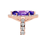 Rose gold Marquise Cut Halo Diamond Ring with Pavé Band and Three-Prong Setting_5