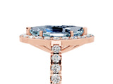 Rose gold Marquise Cut Halo Diamond Ring with Pavé Band and Three-Prong Setting_5