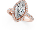 Rose gold Marquise Cut Halo Diamond Ring with Pave Band and Four-Prong Setting_38