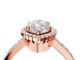 Rose gold Marquise Cut Halo Diamond Ring with Pave Band and Four-Prong Setting_41