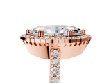 Rose gold Marquise Cut Halo Diamond Ring with Pave Band and Four-Prong Setting_42