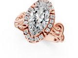 Rose gold Marquise Cut Halo Diamond Ring with Scrollwork Band and Four-Prong Setting_83