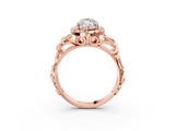 Rose gold Marquise Cut Halo Diamond Ring with Scrollwork Band and Four-Prong Setting_85