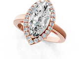 Rose gold Marquise Cut Halo Diamond Ring with Solitaire Band and Prong Setting_4