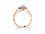 Rose gold Marquise Cut Halo Diamond Ring with Solitaire Band and Prong Setting_6