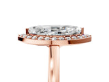 Rose gold Marquise Cut Halo Diamond Ring with Solitaire Band and Prong Setting_8