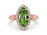 Rose gold Marquise Cut Halo Diamond Solitaire with Filigree Band and Four-Prong Setting