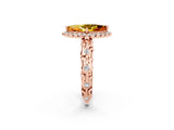 Rose gold Marquise Cut Halo Diamond Solitaire with Filigree Band and Four-Prong Setting_2