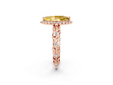 Rose gold Marquise Cut Halo Diamond Solitaire with Filigree Band and Four-Prong Setting_2