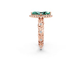 Rose gold Marquise Cut Halo Diamond Solitaire with Filigree Band and Four-Prong Setting_2