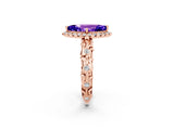 Rose gold Marquise Cut Halo Diamond Solitaire with Filigree Band and Four-Prong Setting_2