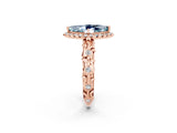 Rose gold Marquise Cut Halo Diamond Solitaire with Filigree Band and Four-Prong Setting_2