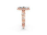 Rose gold Marquise Cut Halo Diamond Solitaire with Filigree Band and Four-Prong Setting_2