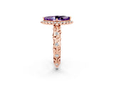 Rose gold Marquise Cut Halo Diamond Solitaire with Filigree Band and Four-Prong Setting_2
