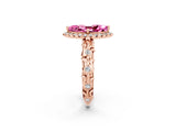 Rose gold Marquise Cut Halo Diamond Solitaire with Filigree Band and Four-Prong Setting_2