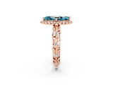 Rose gold Marquise Cut Halo Diamond Solitaire with Filigree Band and Four-Prong Setting_2