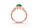 Rose gold Marquise Cut Halo Diamond Solitaire with Filigree Band and Four-Prong Setting_3
