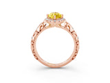 Rose gold Marquise Cut Halo Diamond Solitaire with Filigree Band and Four-Prong Setting_3