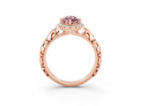 Rose gold Marquise Cut Halo Diamond Solitaire with Filigree Band and Four-Prong Setting_3
