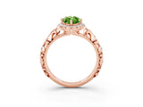 Rose gold Marquise Cut Halo Diamond Solitaire with Filigree Band and Four-Prong Setting_3