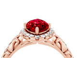 Rose gold Marquise Cut Halo Diamond Solitaire with Filigree Band and Four-Prong Setting_4