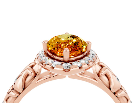 Rose gold Marquise Cut Halo Diamond Solitaire with Filigree Band and Four-Prong Setting_4